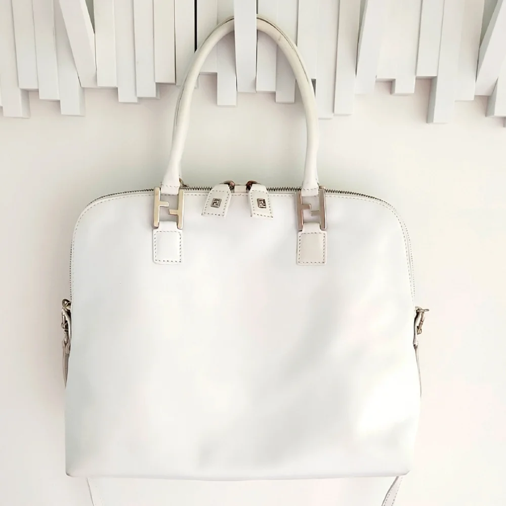 FENDI Glacier FF Logo Calf Leather Medium Tote Bag - Picture 2 of 11